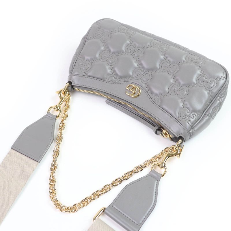 Gucci GG Matelasse Leather 2-Way Shoulder Bag Grey Storage — view 6