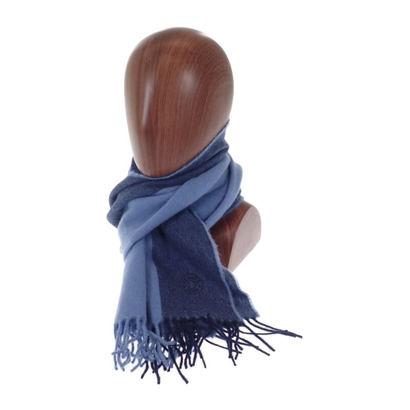 Hermes H Summer Block Scarf Cashmere Blue Autumn Winter — view 2