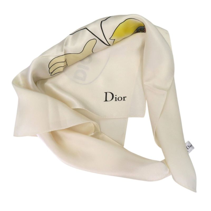 Christian Dior J'adore Scarf Heart Ribbon Flower Girl Silk White 0026 — view 5