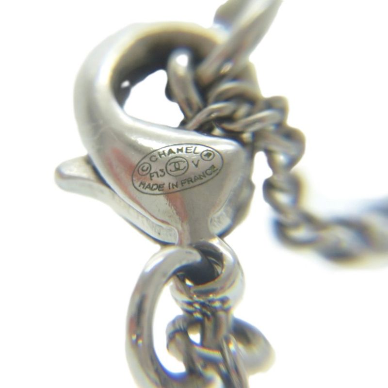 Chanel Coco Mark Metal Rhinestone Silver 0834 Necklace — view 9