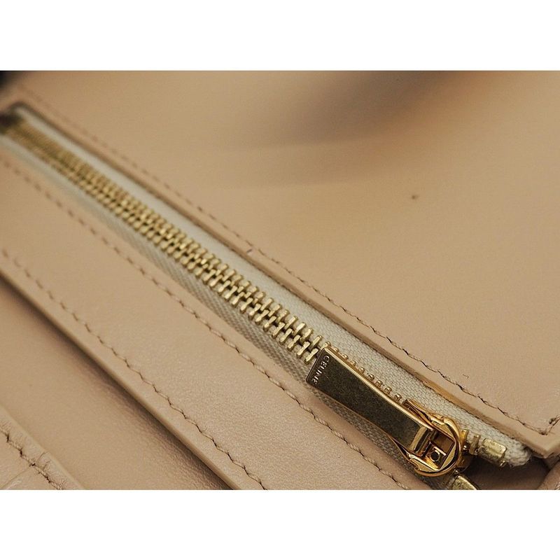 Celine Medium Strap Wallet Calfskin Nude Beige Citron Yellow Bicolor — view 8