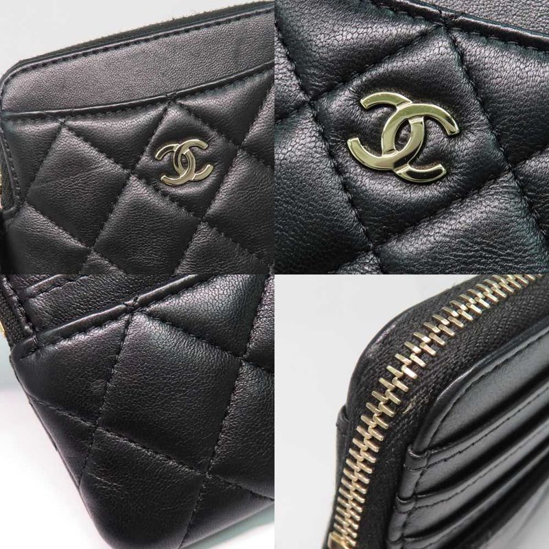 Chanel Classic Zip Coin Purse Ap2061 Black Lambskin Gdhardware — view 9