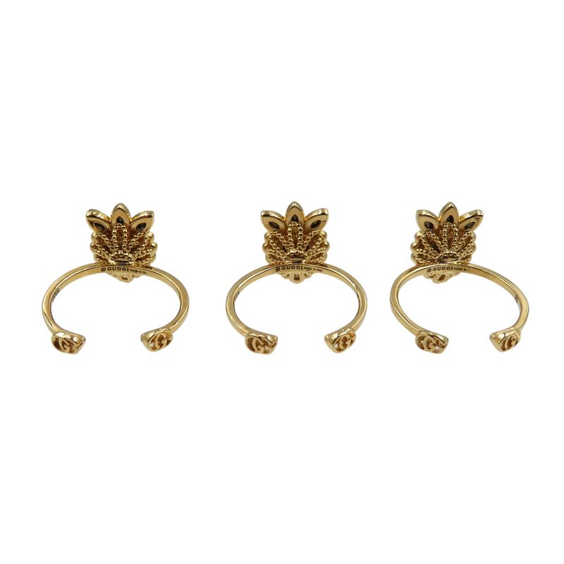 Gucci Crystal Heart 3 Strands GP Gold Red Blue Ring 1210 — view 3
