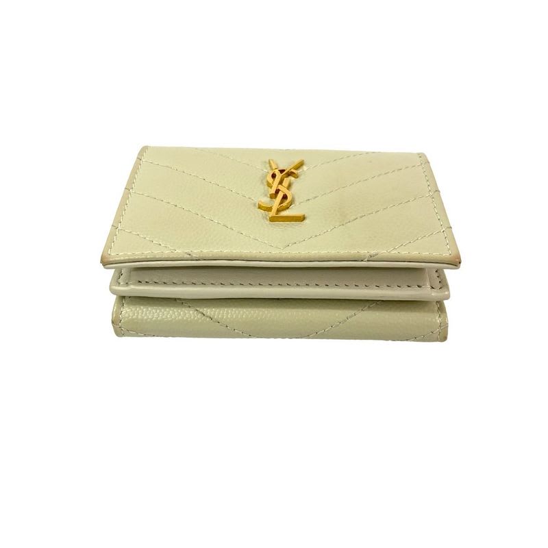Saint Laurent Paris YSL Logo Leather Wallet White
