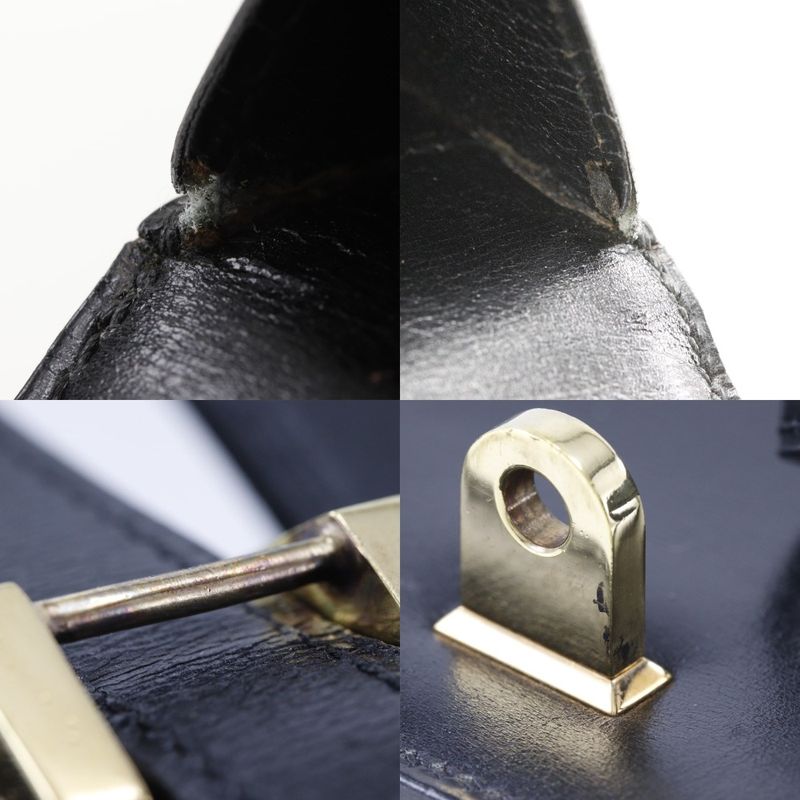 Hermes Chianti One Shoulder Vintage Box Calf Black Gold Hardware Women — view 8