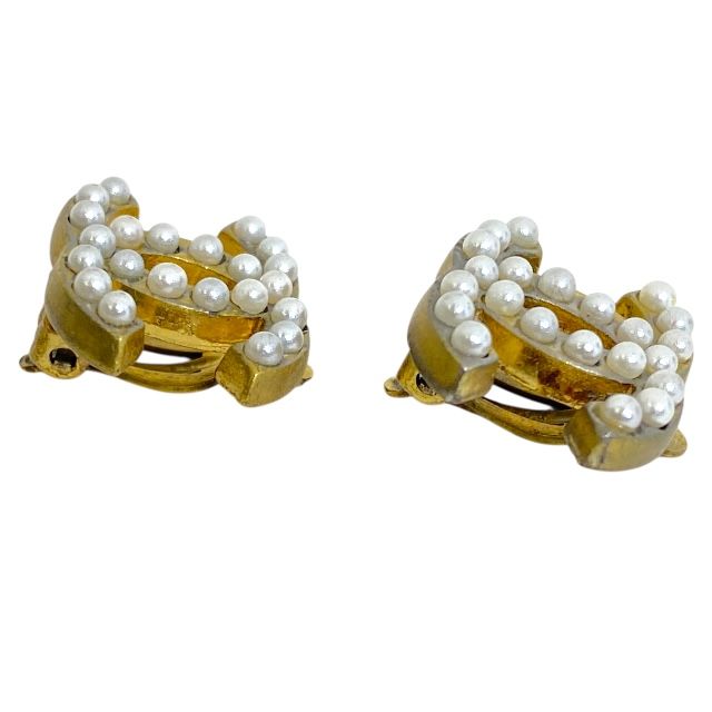 Chanel Earrings 01 A Coco Mark Faux Pearl Gold GP Accessories Jewelry — view 5