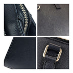 Prada Saffiano Triangle Logo Plate Navy Silver Hardware Leather Business Bag — view 5