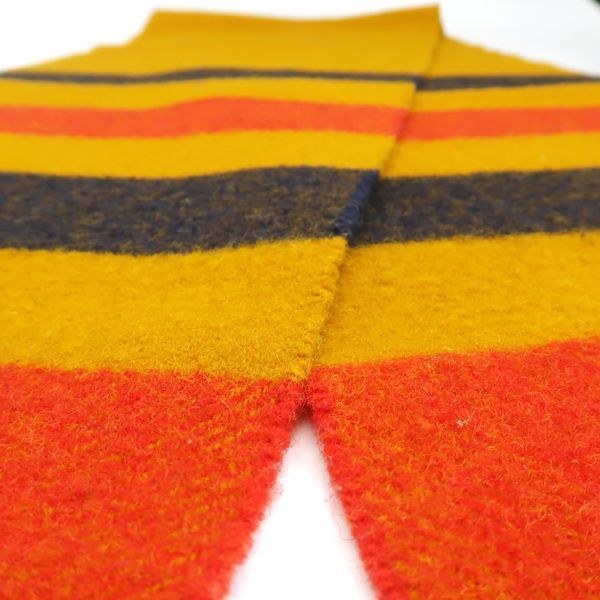 Hermes Cabas Wool Muffler Striped Mustard Yellow Scarf — view 3