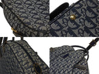 Dior Double Saddle Bag Trotter Canvas Leather Navy Gold — view 8