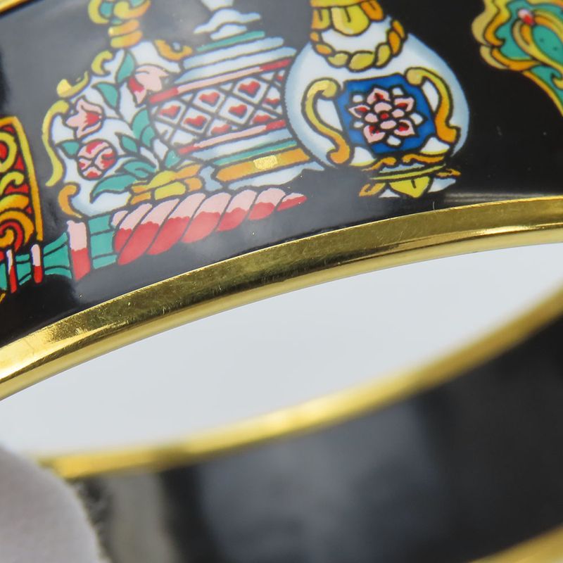 Hermes Bangle Emile Metal Cloisonne Black Multicolor Gold Hardware Plated — view 6