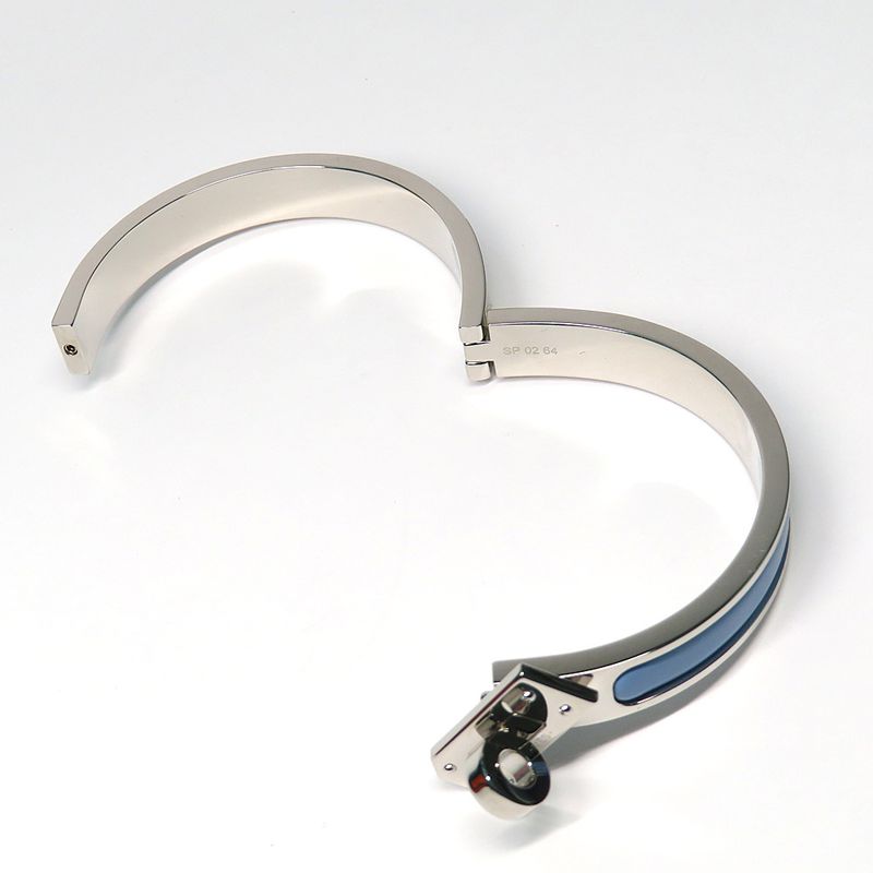 Hermes Mini Click Kelly Enamel Bracelet Chardon Palladium — view 9