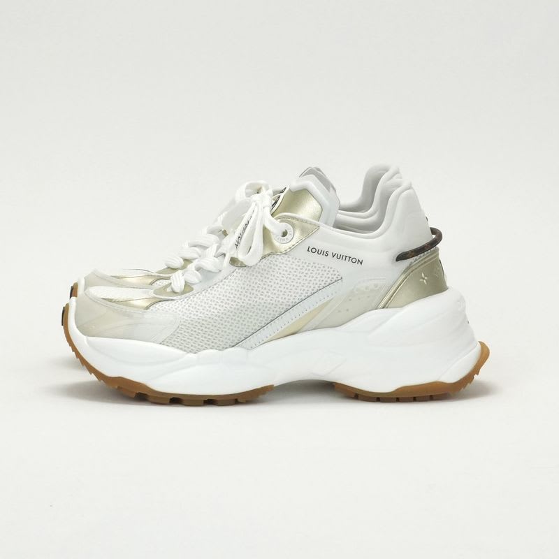 Louis Vuitton Run 55 Sneakers Shoes Mixed Material White — view 3