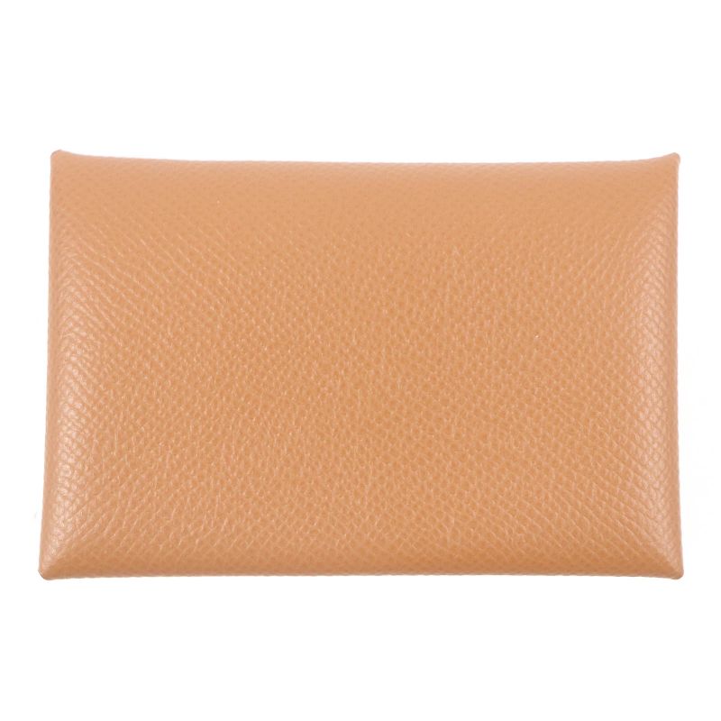 Hermes Calvi Vaux Epson Leather Card Case Coin Wallet Gold With Z Box — view 3