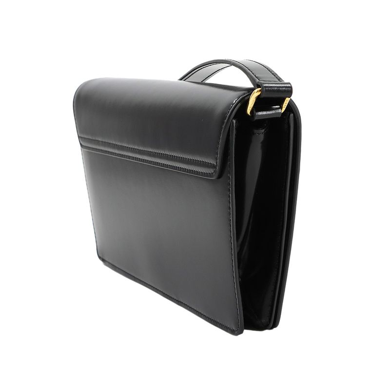 Celine Triomphe Trapeze 2-Way Shoulder Clutch Bag Leather Black Gold Hardware — view 2