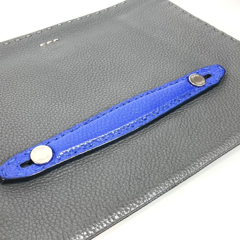 Fendi Clutch Bag Celeria Logo Leather Black — view 7