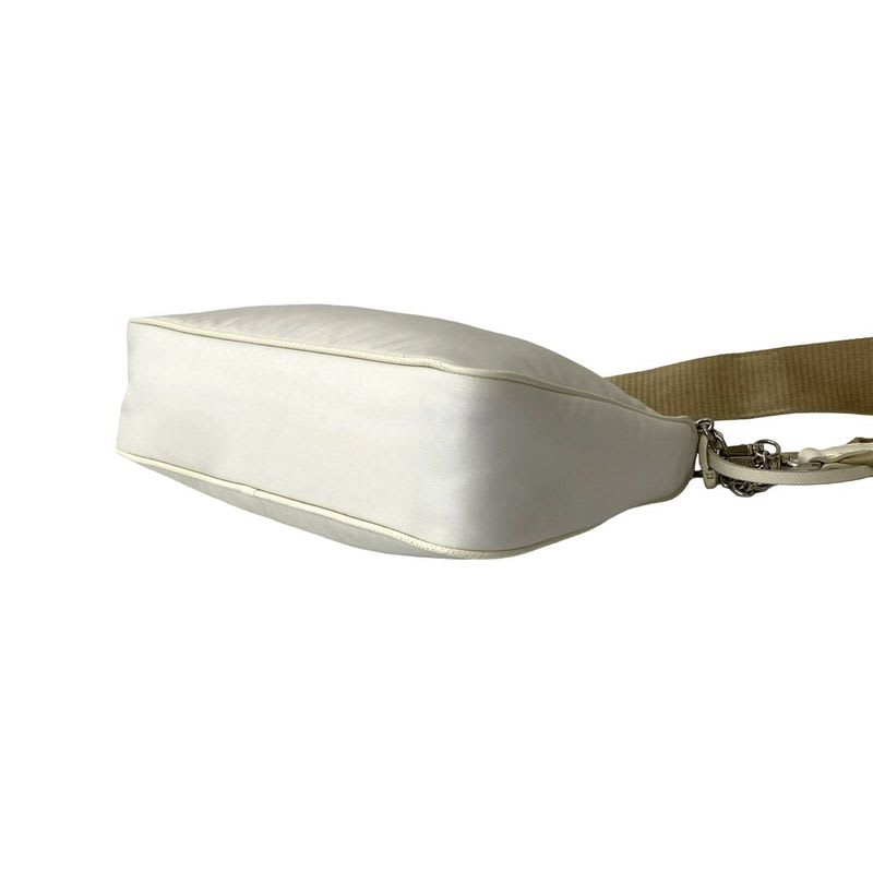 Prada Re Edition Triangle Logo Hardware Nylon Saffiano Leather 2-Way Chain Semi — view 9