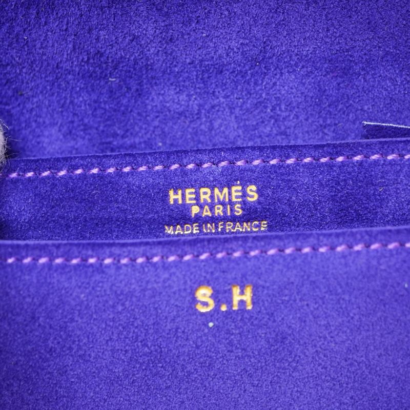 Hermes Vintage Dobris Shoulder Clutch Bag Purple 0 Suede 0058 — view 9