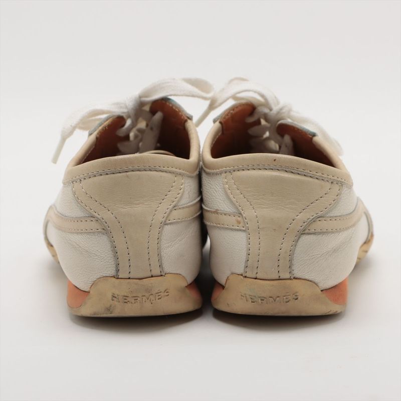 Hermes Leather Sneakers 35 White and Beige — view 4