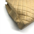 Chanel CC Logo Quilted Lambskin Chain Shoulder Bag Leather Beige — view 5