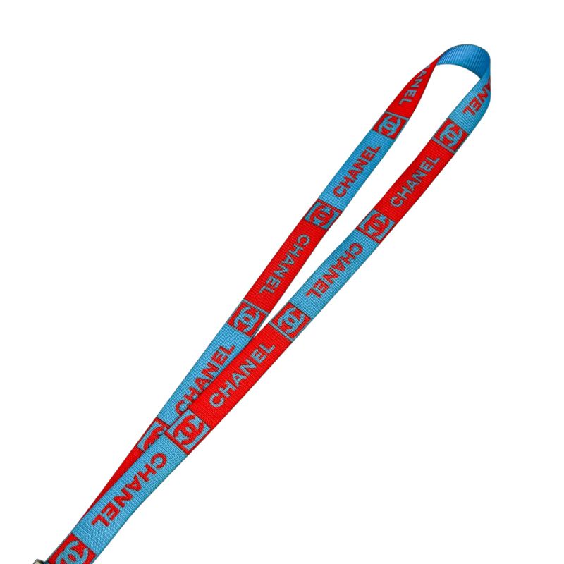 Chanel Neck Strap Coco Mark Blue Orange Red Silver Hardware — view 3
