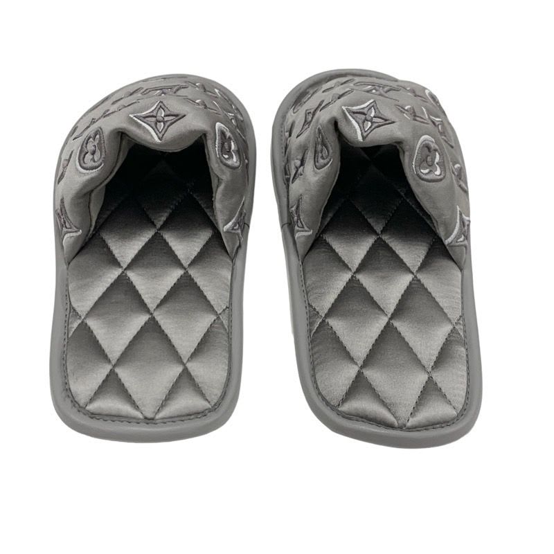Louis Vuitton Homey Line Monogram Flat Shoes Satin Gray Slippers Room — view 5