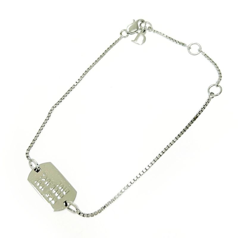 Christian Dior Dog Tag Plate Bracelet Silver — view 4
