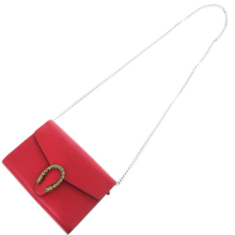 Gucci Dionysus Long Wallet Leather Red 0671 Chain — view 4