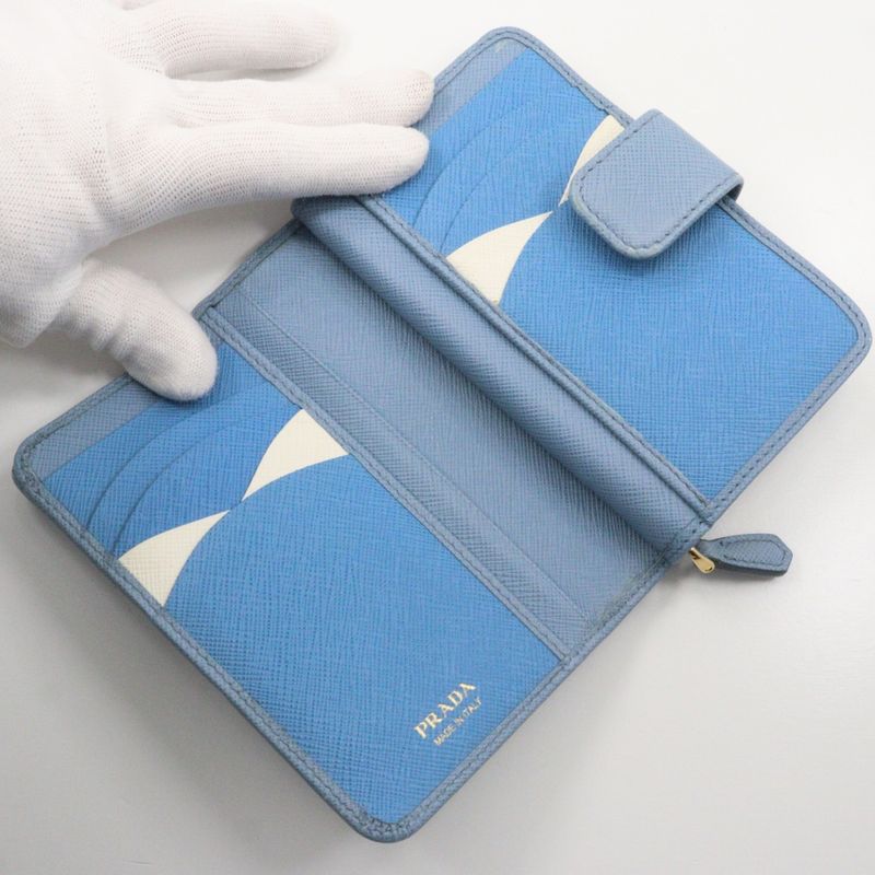 Prada Saffiano Astrale Light Blue Fold Wallet — view 5