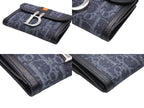 Dior Bifold Wallet Compact Trotter Line Navy Black Orange — view 4