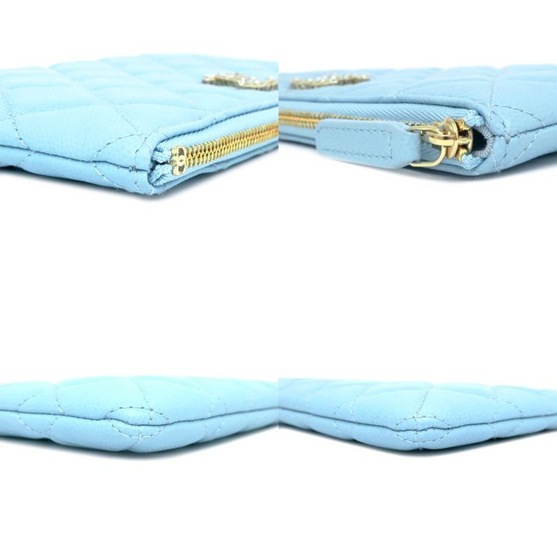 Chanel Flat Pouch Quilted Light Blue Gdhardware Caviar — view 6