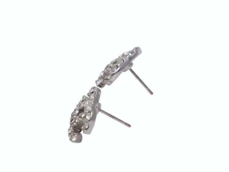 Chanel CC Logo Earrings 03 Rhinestone Metal Silver Clear — view 5