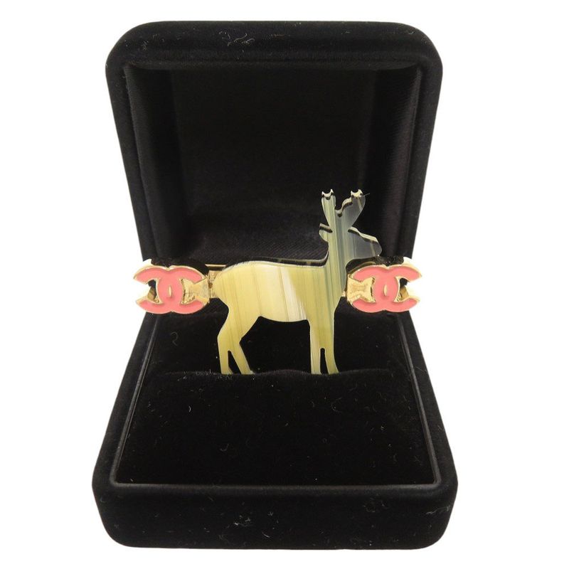 Chanel Reindeer Motif Coco Mark Metal Beige Pink Brooch 0476 — view 3