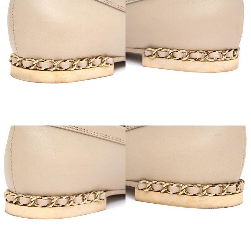 Chanel Loafers Oh875 Coco Mark Beige Gold Hardware Chain — view 7