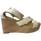 Hermes Wedge Sole Mesh Leather Wood Sandals — view 7