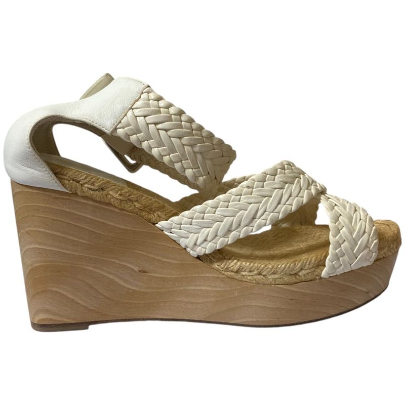 Hermes Wedge Sole Mesh Leather Wood Sandals — view 7