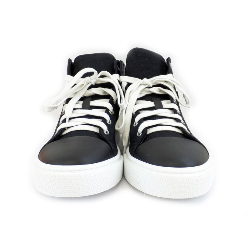 Hermes Iriko High Cut Sneakers Description 38 Black White Cotton — view 3