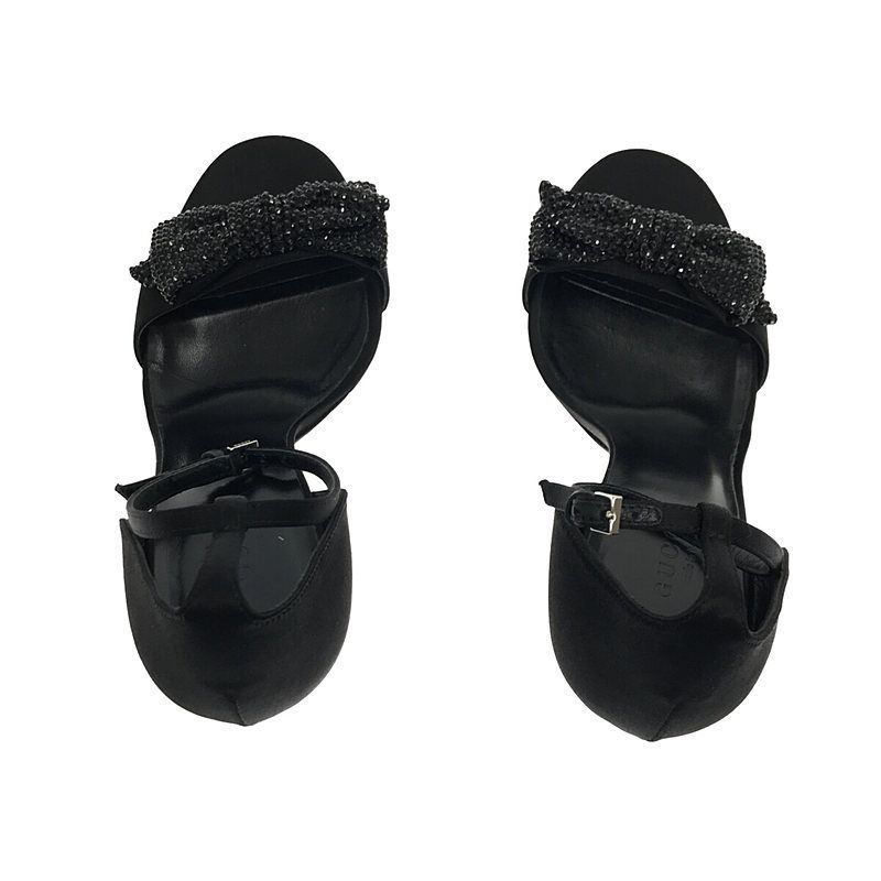 Gucci Rhinestone Ankle Strap Heeled Sandals with Ribbon — view 4