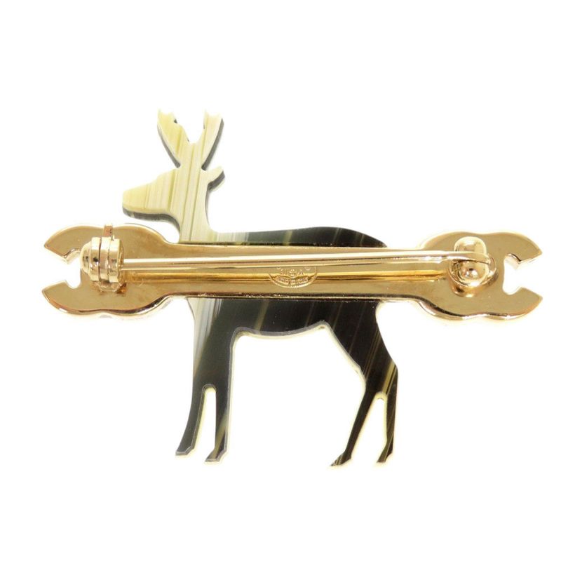 Chanel Reindeer Motif Coco Mark Metal Beige Pink Brooch 0476 — view 4