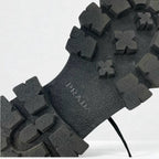 Prada Monolith Loafers Leather Shoes Black Silver Studded Lace Up — view 8