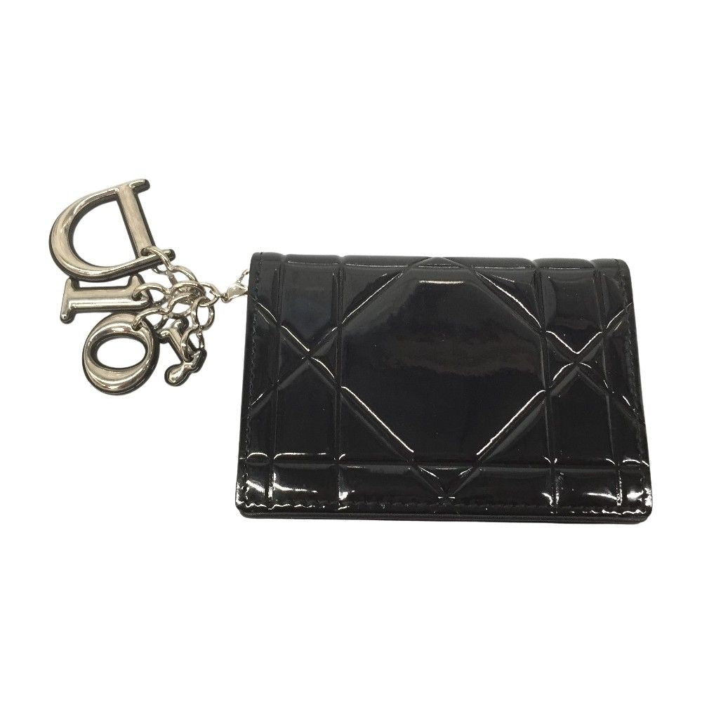 Christian Dior Enamel Cannage Card Case Black — view 3