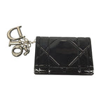 Christian Dior Enamel Cannage Card Case Black — view 3