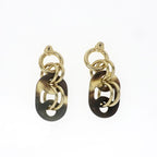 Hermes Yulidice PM Earrings Buffalo Horn Pair Brown Gold Hardware — view 3