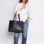 Authentic CHANEL Jumbo XL Shopping Tote Timeless Classic Black Lambskin Vintage — view 3
