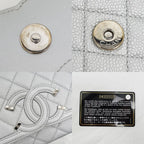 Chanel Small Chain Shoulder Bag Filigree Caviar Leather Silver Hardware — view 8