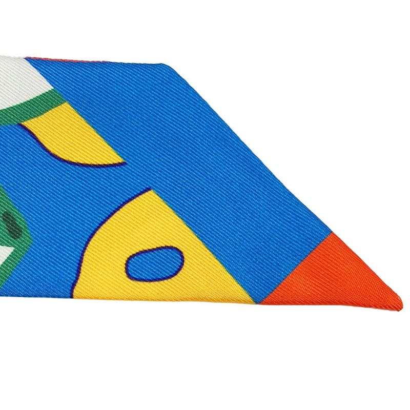 Hermes Twilly Scarf 100% Silk Blue Green Orange Multi Small Accessories — view 3