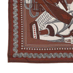 Hermes Carre 140 Scarf Zouavers ET Dragons Bandana Brown Large Shawl — view 4