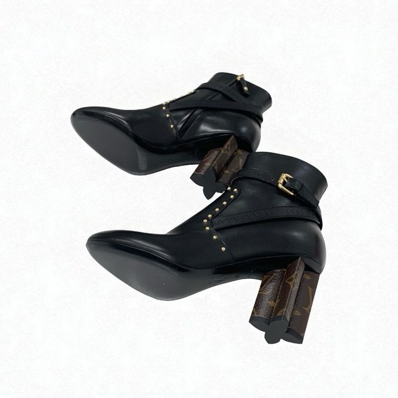 Louis Vuitton Silhouette Line Monogram Boots Short Shoes Leather Black — view 6