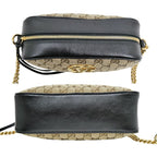 Gucci GG Marmont Shoulder Bag Beige Black Quilted Canvas — view 5