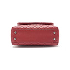 Chanel Quilted Coco Handle 2-Way Handbag Caviar Leather Red With Silver Hardware — view 8