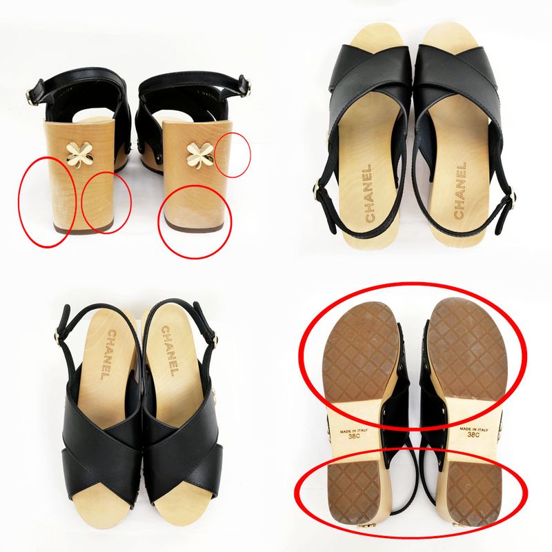Chanel Wedge Sole Sandals Black Gdhardware Size 38 C Shoes — view 5